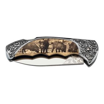 Джобно ножче Herbertz 8,2 см, пластмаса с флорален обков, мотив на дива свиня