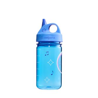 Nalgene Бебешка бутилка за вода Grip-n-Gulp Sustain 0,35 л с капак синя, музикален хипопотам