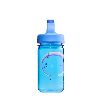 Nalgene Бебешка бутилка за вода Grip-n-Gulp Sustain 0,35 л с капак синя, музикален хипопотам