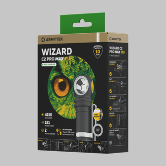 ArmyTek Wizard C2 Pro Max LR White LED джобно фенерче с щипка за колан, с батерия 4150 lm