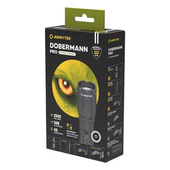 ArmyTek Dobermann Pro White LED джобно фенерче 1400 lm мощност на батерията 114 g