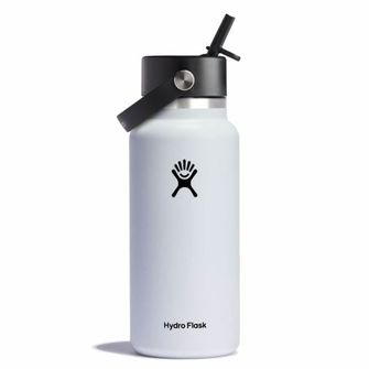 Hydro Flask Широка термо бутилка с накрайник 32 OZ Wide Flex Straw Cap, бял